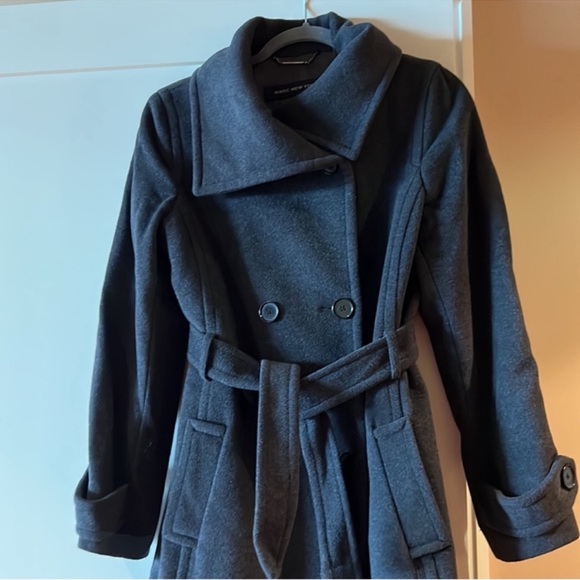 Marc New York Charcoal Grey Double Breasted Wool Coat - Picture 3 of 7